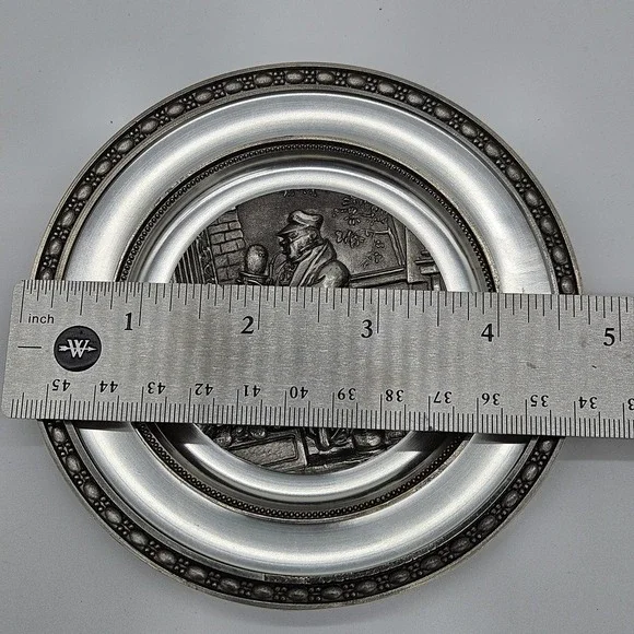 Vtg German Pewter (94% Zinc) Plate Adolf Griebjaber Depucting The Poor Poet - Picture 11 of 11
